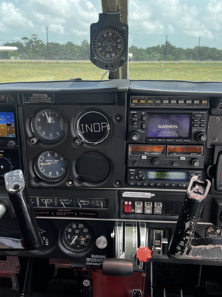 Piper Cherokee PA-28-140 instrument panel with Garmin GNS 430 IFR avionics